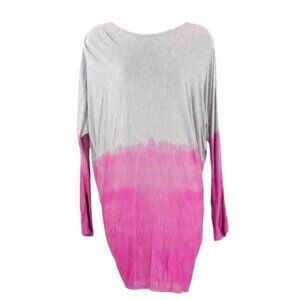 Woodleigh $98 Sz M Grey Fuchsia Pink Ombre Draped Back Rayon Top